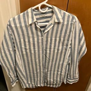 Madewell Women’s Blue Chambray Striped Light Cotton Dress Shirt (EUC) Size M